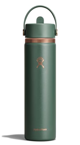 Image of Hydro Flask Water Bottle - Insulated Stainless Steel - Wide Straw Lid, Non Spill, Leakproof in 24 Oz Forest Green Arc