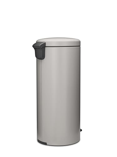Image of Brabantia NewIcon Step On Trash Can 8 Gallon /30L, Large Kitchen Garbage Can with Soft Closing Lid, Removable Inner Bucket, Non-Slip Base, Soft Grey, Free PerfectFit Trash Bags, 11.4 x 15.0 x 26.8 in