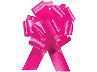 Hot Pink Pull String Bows - 5.5 Inch Wide 20 Loops (1 and 7/8 Inch Ribbon) Set of 10