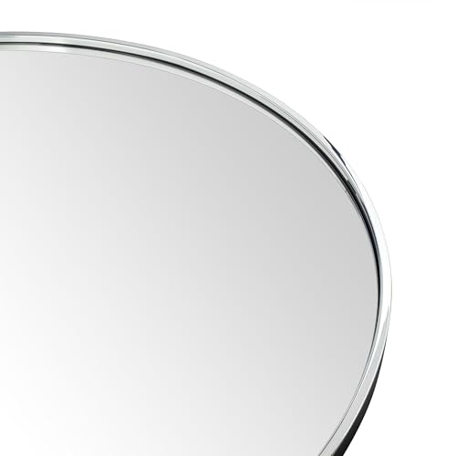 Image of TEHOME Round Chrome 30 inch, Polished Silver Circle Metal Frame Bathroom Round Mirror for for Vanity & Entrway