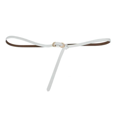 Decorative Belt Women Leather Thin Waistband With No Hole Design Decorative Belt With Waist Seal Two-layer for Country Concert Outfit(10001- White)