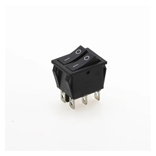 POWTAXBJGD 1Pcs KCD8 Double Rocker Switch 6 Pin on-Off with Green Red LED Light 20A 125VAC Red Green Black(Black)