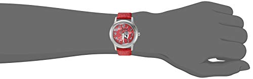 Disney Descendants 3 Girl's Stainless Steel Watch, Red Glitter Leather Strap, WDS0007672