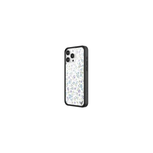Image of Wildflower Cases - Compatible with iPhone 16 Pro Max | Protective Black Bumper, 6.5ft Drop Test Certified, Women Owned Small Business | Aesthetic Coquette Trendy Flower | Lilac & Blue Floral