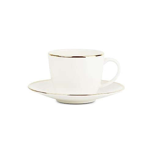 Image of Dandy Lines Royal Pure Gold Outline Cups & Saucers - Pack of 12 - Elegant Coffee Mug Set - Ideal for Women - Glass Coffee Mugs - Suitable for Hot Beverages - Perfect for Coffee Cups & Mugs Collection