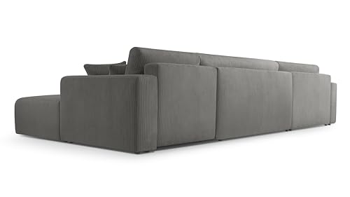 AXLIVING Graues Sofa mit Schlaffunktion – Catea U Cord Wohnlandschaft 364 cm – Bild 7