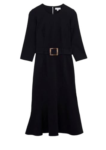 Robe chemise midi noire avec ceinture Warehouse pour femme