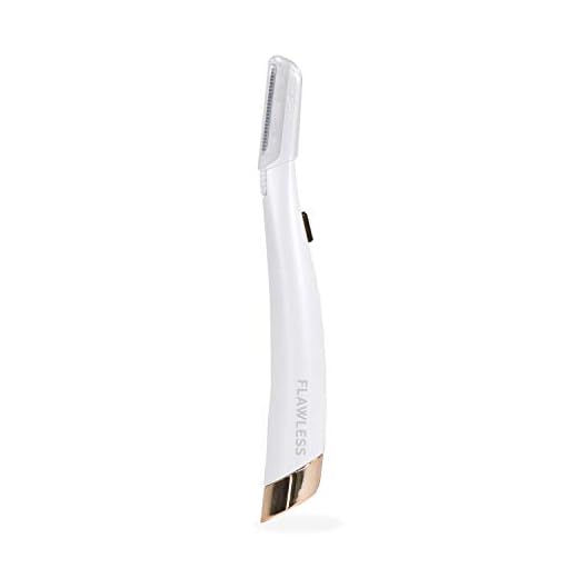 Finishing Touch Flawless Dermaplane Glo Lighted Facial Exfoliator - Non-Vibrating and Includes 6 Replacement Heads, White/Rose Gold