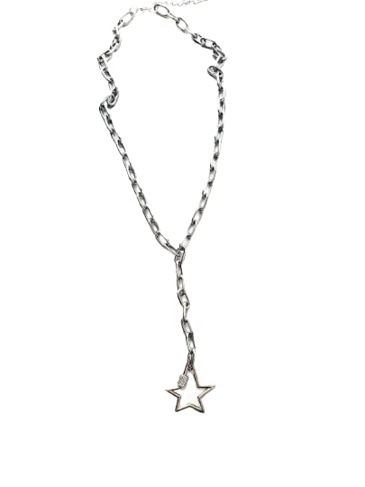 Miniatura 1 de Silver Star Lock Carabiner Lariat Paperclip Chain Silver Paper Clip Trendy 2022