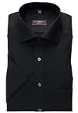 eterna Hemd Halbarm Popeline, schwarz, Modern Fit, Bügelfrei, Knitterfrei, 100% Baumwolle, Classic Kent Gr. 46