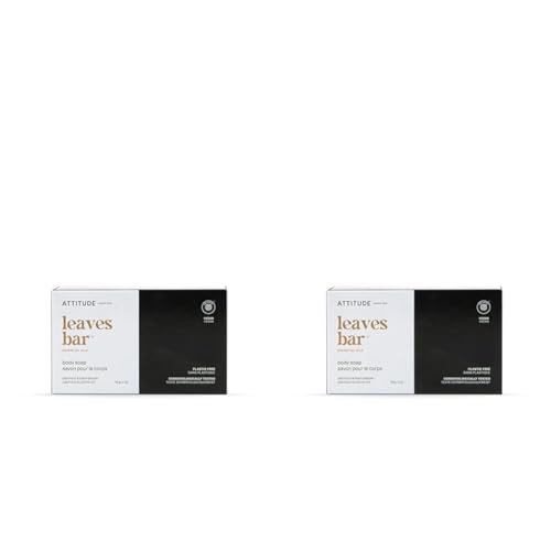 ATTITUDE Bath and Shower Body Soap Bar, EWG Verified, Plastic-free, Plant and Mineral-Based Ingredients, Vegan and Cruelty-free Personal Care Products, Patchouli and Black Pepper, 4 Ounces (Pack of 2)