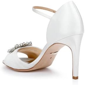 Badgley Mischka Women's NINA Heeled Sandal, White Satin, 9 | Image 3