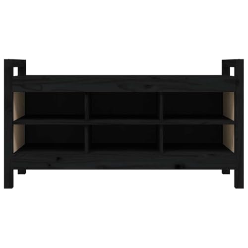Banc de couloir en pin massif noir pour une entrée ordonnée et accueillante