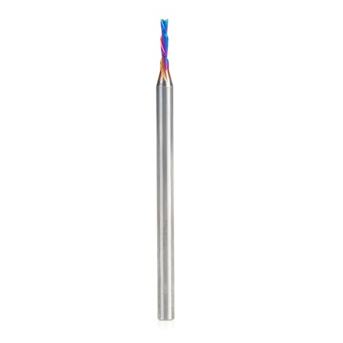 Image of Amana Tool 48212-K SC Spektra Extreme Tool Life Coated Spiral Plunge 1.5mm Dia x 6mm CH x 3mm SHK 50mm Long Down-Cut Router Bit
