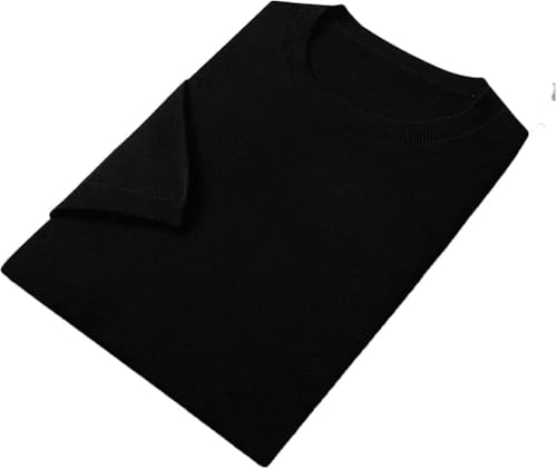 Mens O Neck Short Sleeve Sweater Tshirt Casual Business Knitted Wool Pullover