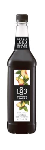 1883 Maison Routin Premium Iced Tea Peach Syrup Fruity Syrup for Cocktails Mocktails & Soft Drinks Vegan-Friendly No Artificial Colours 1L PET Bottle