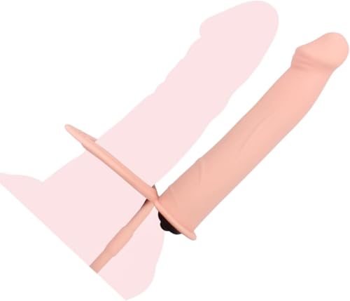 Vibrating Strap on Dildo Dual Penis Double Penetration Dong Vibrator Anal Butt Plug Cock Ring Couple Toy 10 Vibration Modes Anal Toys for Women Men Adult Sex Toys Toys (Skin)