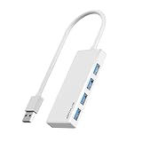 ANYPLUS USB 3.0 Hub, Portable Slim USB Hub Adapter, 0.8 ft Multiple USB Splitter, USB Extender for PC, Laptop, iMac, Surface Pro, MacBook, Mac Pro, Flash Drive, XPS, Mouse, HDD【White】