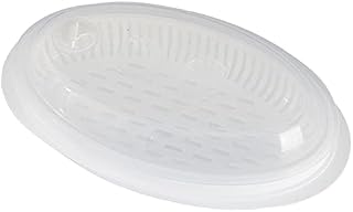 JINGLING Microwave Cookware Steamer Microwave Fish Steamer Large Plate Steaming Tray With Clear Lid Microwavable Fish And Veggie Steamer Oven Kitchen Accessories Container(18.4×32×10cm)