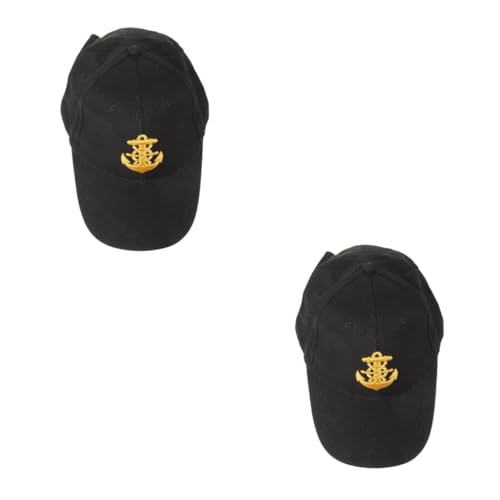 Baluue 2pcs Boating Baseball Cap Retro Sailing Hat for Men Women Captain Style Black Cap