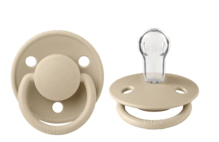 BIBS Pacifiers - De Lux Collection | BPA-Free Baby Pacifier | Made in Denmark | Set of 2 Vanilla Color Premium Soothers | Size One Size