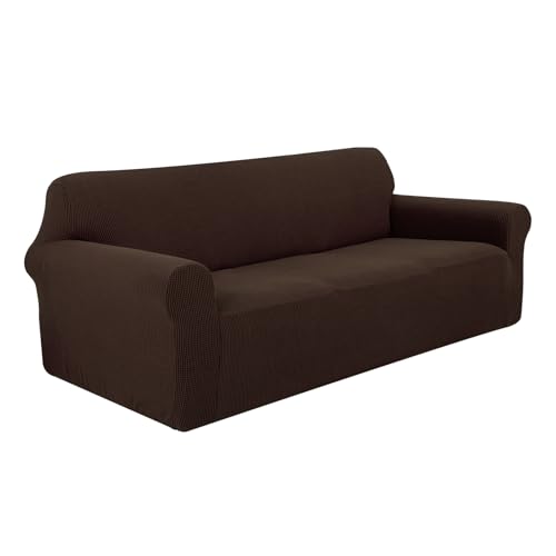 U-NICE HOME Stretch Couch Cover Sofa Cover Sofa Slipcover Furniture Protector for 4 Cushion Couch Sofa Pet Friendly(Oversized Sofa, Chocolate)