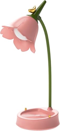 YSJUENAII Desk Lamp for Kid Dimmable LED Table Lamp with 3 Colour Temperatures Rechargeable Desk Lamp with Touch Sensor and Flexible Arm USB Bedside Lamp for Reading Learning Working (Pink)