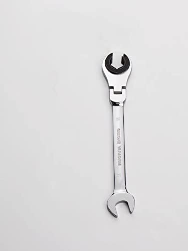 Image of FLZOSPER 11mm Metric Fix Tubing Wrench,Flex-Head Gear Wrench, Ratcheting Fix Combination Wrench Spanner