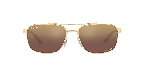 Ray-Ban Unisex RB3701 Liteforce Rectangular Sunglasses, Gold/Purple Mirrored Gold Gradient Polarized, 59 mm - image 1