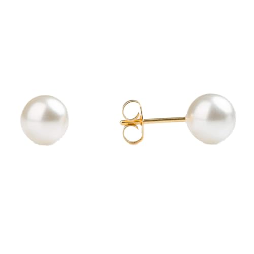 STUDEX Sensitive White Pearl Stud Earrings 7mm | Hypoallergenic and Nickel Safe for Sensitive Ears | Gold Plated Posts | High Fashion Earrings for Women and Men-PR-677-S
