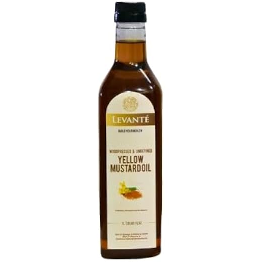 Levante Wood Pressed Yellow Mustard Oil - 1Litre | Kolhu/Kacchi Ghani/Chekku | Natural | Chemical-Free | Cold Pressed Yellow Mustard Oil for Cooking