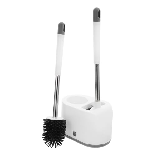 MOTHNUR Cepillo para Inodoro con Soporte Pared y Suelo Diseño Ergonómico Multifuncional para Limpieza Baños Domésticos y Comerciales Color Blanco Elegante
