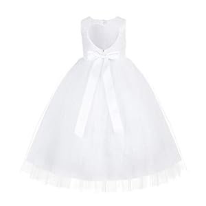 ekidsbridal Heart Cutout Sequin Junior Flower Girl Dress Open Back Dress Christening Dresses
