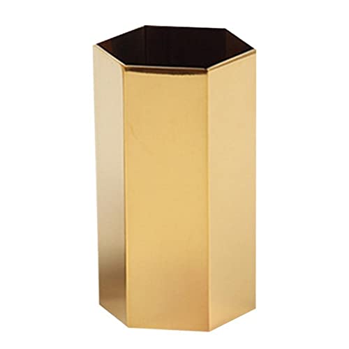 BITACS Organisateurs de cosmétiques, Vase de Forme hexagonale, boîte de Rangement de pinceaux de Maquillage en Diamant, Organisateur de Vase à Fleurs dorées, décoration de Table en métal