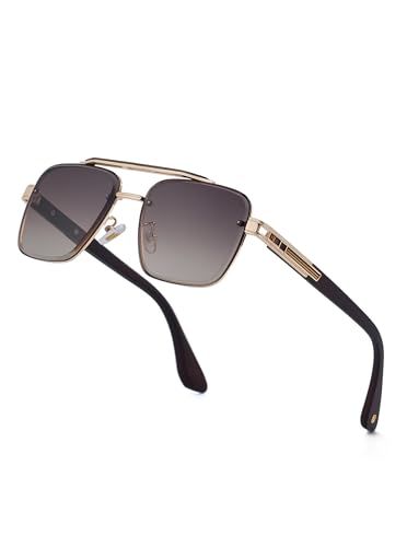 Image of Classic&Vintage Sunglasses for Cool Men Double Bridge Square Frame Shades