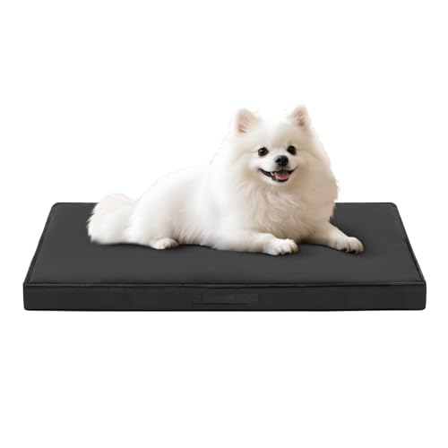 Image of Outdoor Dog Bed for Medium Sized Dogs, Waterproof, 30x20x3 Inch | Orthopedic Pet Bed, Removable Washable Cover, Flat Rectangle Egg Crate Foam, For Outside, Camping, Dark Grey
