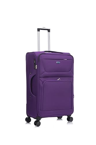 Aerostar Large 29” Lightweight Softshell Expandable Suitcase, Integrated Combination Lock, 4 Wheels Check in Luggage for 23kg (Purple Haze, 112 litres)