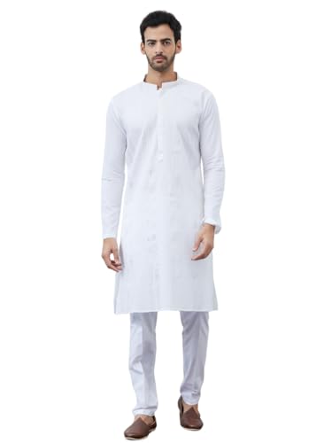 Kurta pyjama homme blanc See Designs taille M fini les vêtements de nuit serrés