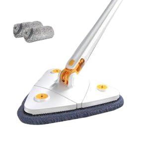 三角モップ フロアモップ 水拭き モップ 拭き掃除 多機能 360°回転式お掃除モップ 水切りモップマイクロファイバー布巾付き 調整可能 絞り機能付き三角モップ ワンド 乾湿両用 伸縮式 腰曲げず モップスティック 床/天井/壁用