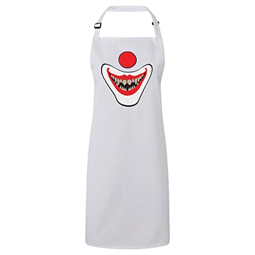 Tablier cuisine blanc clown diabolique d'Halloween pour adulte