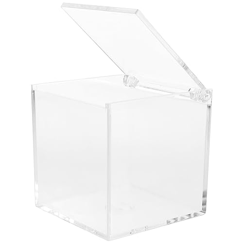 Image of SEWACC Acrylic Storage Box with Lid Clear Square Display Case Organizer for Figurines Collectibles Makeup Accessories Desk Storage 3.15 Inch
