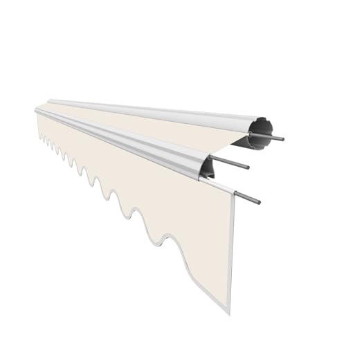 Leudus Markisenstoff mit Volant für 5 x 3,5 m Markisen-Ersatzstoff Markisentuch Markisenbespannung Markisentuch Sonnenschutz fertig genäht Maß Tuch 4,85 x 3,5 m Volant 4,85 x 0,21 m Design SPD052