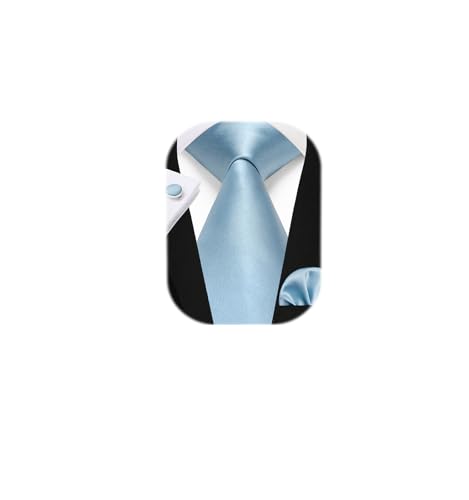 Image of Enlision Mens Ties Solid Color Satin Necktie Ties for men Handkerchief Cufflinks Pocket Squares for Wedding