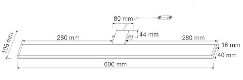 SEBSON® LED Spiegelleuchte 60cm, Bad IP44, Aufbauleuchte + Klemmleuchte, neutralweiß 4000K, 600x108x44mm, 12W, 900lm, Aluminium, Schminklicht