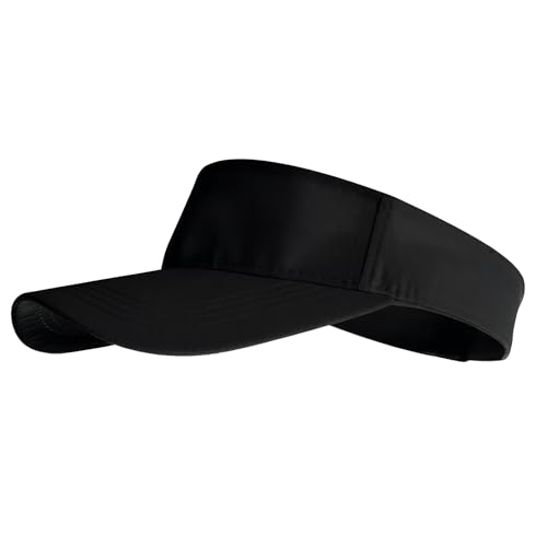Sports Sun Visor Hat for Women Men Adjustable Lightweight Quick Dry Sun Visor for Golf Tennis Running Outdoor Sports Black