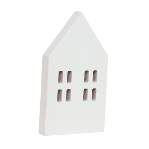 perfk Letrero de Madera con Forma de casa, Bandeja escalonada, rústico, Independiente, Ideal para Mesa, Chimenea o decoración de habitación, Blanco