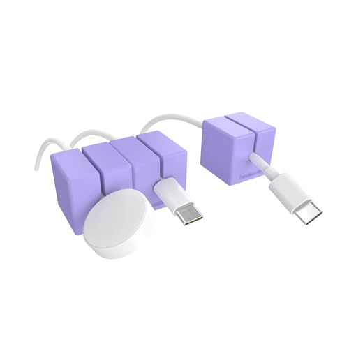 Function101 Magnetic Cable Blocks New Version | Extra Weighted Movable Cord Organizer | Flexible Silicone Holder for Desk, Home, Office, Nightstand | Purple 3 Pack