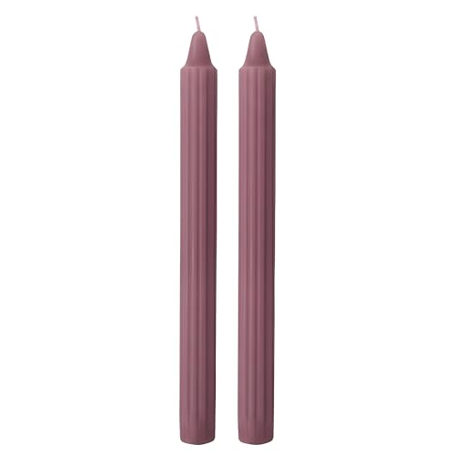 Lot de 8 bougies décoratives cannelées Doriques, couleur prune - Durée 8 heures - Diamètre 2,2...