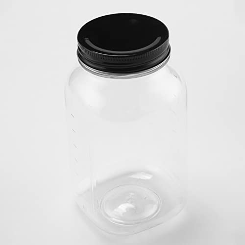 Novelinks 32 Oz Clear Plastic Mason Jars With Lids - Dishwasher Safe Plastic Mason Jars 32 Oz Plastic Jars With Lids For Kitchen & Household Storage (6 Pack) (Black) #TOP2