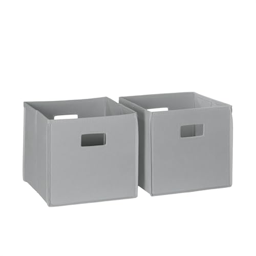 Image of RiverRidge Folding Storage Bins with Handles Gray Cube Storage Organizer forCloset, Bedroom & Playroom - Closet Organizers and Storage Set of 2
